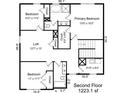 Second-floor layout showing the primary bedroom, two additional bedrooms, loft area, and closets at 6412 Bluegill Rd, Charlotte, NC 28216