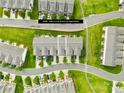 Aerial view of townhomes showcasing the layout, green spaces, and streetscape of the community at 921 Summerlake Dr, Fort Mill, SC 29715