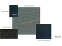 A material palette showcasing a siding gray slate, weathered wood, and evening blue accent at 4041 Grommet Ct, Matthews, NC 28105
