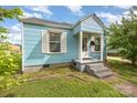 Well-maintained light blue home with shuttered windows and a small front porch at 1019 Richard St, Salisbury, NC 28144