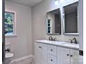 Elegant bathroom featuring double sinks, modern fixtures, and stylish vanity at 218 Hartman St, Gastonia, NC 28052