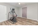 Bright bedroom with hardwood floors and a ceiling fan at 810 4Th St, Kings Mountain, NC 28086