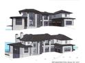 Contemporary architectural rendering of a lakeside home showing brick, and a three car garage at 6644 Goose Point Dr, Denver, NC 28037