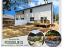Possibilities in the spacious backyard showcasing a wooden deck and a white picket fence at 3926 Litchfield Rd, Charlotte, NC 28211