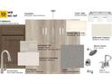 A designer selection board highlighting Aristokraft cabinets and Silestone countertops with modern fixtures at 4457 Family Trail Dr, Indian Land, SC 29707