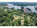 Aerial view of property near public boat ramp, picnic area, beach, and marina on the lake at 109 Joe Teague Rd, Hickory, NC 28601