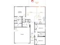 Detailed floor plan showcasing the layout of the primary bedroom, kitchen, and garage at 2179 Norwood Ct, Denver, NC 28037
