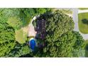 Aerial view of a property showcasing a private backyard with a swimming pool at 12101 Ranburne Rd, Mint Hill, NC 28227