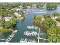 Aerial view of a beautiful harbor with boats, Captain's Point Gazebo and Hello Sailor Restaurant at 21218 Baltic Dr, Cornelius, NC 28031