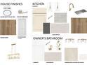 Selection of interior finishes including paint colors, hardware, flooring, and cabinet styles at 1015 Bourn Ln, Waxhaw, NC 28173