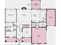 Detailed main level floorplan showcases the layout of the owner's suite, gathering room, kitchen, and garage at 18138 Sulton Ter, Huntersville, NC 28078