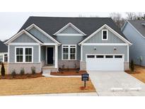 Charming new construction home with craftsman style, gray siding, and manicured front yard at 5217 Glenwalk Dr # 0059, Charlotte, NC 28269