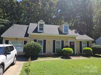 House exterior featuring a yellow vinyl-sided home with a gray roof at 3710 Burntwood Ct, Charlotte, NC 28227