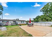 Spacious backyard featuring an above ground pool and patio dining area at 7686 Hickory Creek Dr, Denver, NC 28037