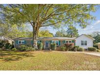 Brick ranch house with teal shutters, large tree, and well-manicured lawn at 1924 Lakeview Dr, Rock Hill, SC 29732