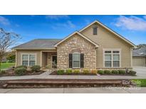 Charming home featuring a stone facade, manicured landscaping, and a welcoming entrance at 4919 Polo Gate Blvd, Charlotte, NC 28216