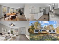 Bright living room featuring a fireplace, ample seating, and a round dining table at 2029 Big Dipper Dr, Clover, SC 29710