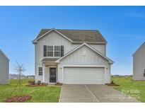 Two-story house with gray siding, white trim, and a two-car garage at 108 Mountain Bridge Way, Statesville, NC 28625