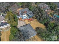 Aerial view showing home, detached garage, and large backyard at 2300 Hopedale Ave, Charlotte, NC 28207