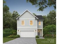 Two-story home with gray siding, white garage door, and landscaping at 3008 Sadler Woods Ln, Charlotte, NC 28214