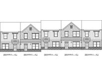 Front elevation of five-unit townhome building, showing architectural details and design at 205 Cliffwood Nw St # B-2, Concord, NC 28027