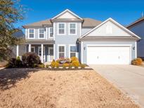 Two-story home with gray siding, white trim, and a two-car garage at 2056 Angel Oak Dr, Fort Mill, SC 29715