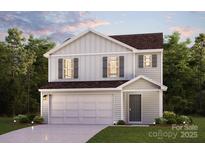 Two-story house with gray siding, a two-car garage, and a landscaped lawn at 2502 Celestial Dr, Newton, NC 28658