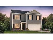 Two-story house with gray siding, a white garage door, and landscaping at 5067 Beargrass Dr, Dallas, NC 28034