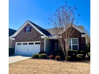 Charming brick home featuring a well-manicured lawn and a two-car garage at 156 Carmen Way, Lancaster, SC 29720