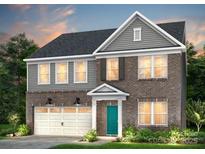 Two-story house with gray siding, brick accents, and a teal front door at 12028 Grinstead Ln # 292, Charlotte, NC 28278