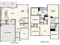 Two-story home floor plan showcasing a spacious layout with 4 bedrooms, a loft, and a 2-bay garage at 4790 North Wynswept Dr, Maiden, NC 28650