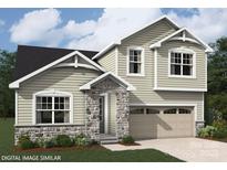 Two-story house with stone accents and a two-car garage at 9842 Quercus Ln, Huntersville, NC 28078