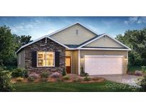 Charming single-Gathering home showcasing stone accents, neutral siding, and an attached two-car garage at 1381 6Th Ne St, Hickory, NC 28601