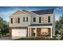 Charming two-story home with stone accents, green shutters, a front lawn, and a two-car garage at 768 14Th Avenue Ne Ct, Hickory, NC 28601