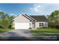 Charming single-story home with a well-maintained lawn, attached garage, and classic design elements at Lot 74 Church St, Locust, NC 28097