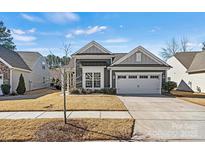 Charming single Gathering home featuring a two-car garage and a well-manicured front yard at 132 Picasso Trl, Mount Holly, NC 28120