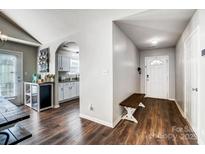 Spacious entryway with hardwood floors and a view of the kitchen at 5113 Park Place Dr, Dallas, NC 28034