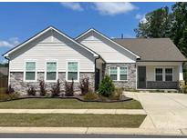 Charming single-story home with stone accents, well-maintained lawn, and inviting curb appeal on a sunny day at 315 Skyebrook Ln, Rock Hill, SC 29730