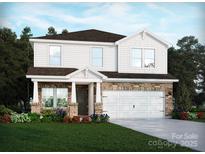 Inviting two-story home with stone accents, attached garage, and well-manicured landscaping at 151 Aberdeen Dr, Salisbury, NC 28144
