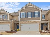 Charming townhome with stone accents, two-car garage, and blue shutters at 2461 Palmdale Walk Dr, Fort Mill, SC 29708