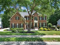 Beautiful brick two-story home with black shutters, arched windows, mature trees, and lush landscaping at 705 Drew Ave, Fort Mill, SC 29708
