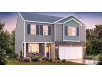 Two-story home boasts stone accents, complementary shutters, and a two-car garage at 1382 6Th Ne St, Hickory, NC 28601