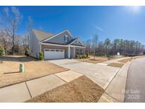 A single-Gathering home boasts a well-manicured lawn, long driveway and two-car garage at 234 Pintail Dr, Monroe, NC 28110