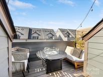 Cozy rooftop patio with comfortable seating and a modern fire pit table for outdoor relaxation at 4010 Citra Ln, Charlotte, NC 28217