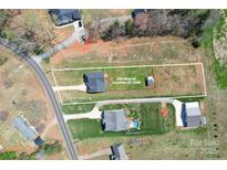 Aerial view of the property with marked property lines and street address at 2504 Hovis Rd, Lincolnton, NC 28092