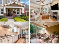 Real estate image collage showcasing the home's exterior, living room, kitchen, and outdoor patio at 3439 Richards Xing, Fort Mill, SC 29708