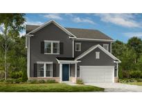 Charming two-story home with gray siding, black shutters, and a manicured front lawn at 5013 Duval Cir, Tega Cay, SC 29708