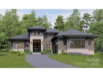 Beautiful new construction home with stone accents, a modern front door, and a well-manicured lawn at 519A Huffstetler Rd, Gastonia, NC 28056