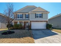 Charming two-story home with a well-maintained front yard and attached two-car garage at 12820 Settlers Trail Ct, Charlotte, NC 28278