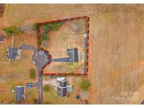 An aerial shot reveals property lines and their relation to neighboring homes at 134 Falling Leaf Ln, Statesville, NC 28677